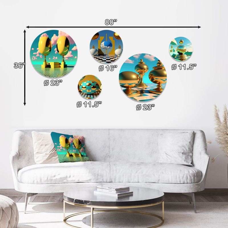 Décoration murale dorée Golden Spheres Infinity I - City