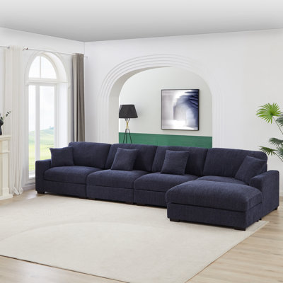 Orsina Polyester Upholstered Modular Sectional with Ottoman