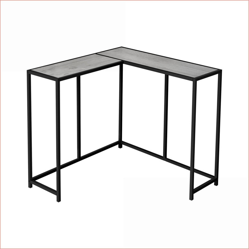 Table basse d'angle moderne pour le salon, plateau en stratifié gris et amp; Cadre en métal noir