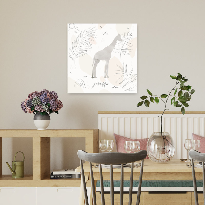 Art contemporain abstrait girafe dans la jungle safari, 18" H x 18" W
