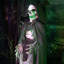 Faucheuse debout d'Halloween de 5,5 pieds avec bougie mobile et lumière DEL verte Haunted Hill Farm