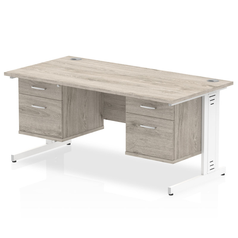 Zetta Metal Base Executive Desk,  73cm H x 160cm W x 80cm D, White