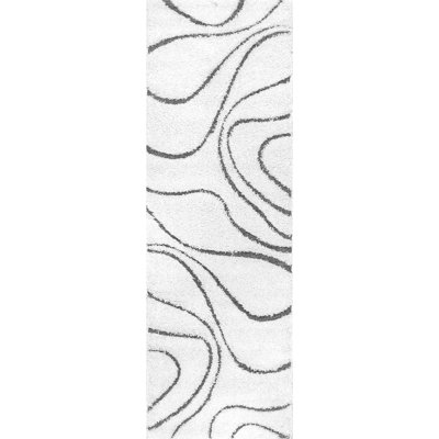 Tapis à poil long Lantilly pour le salon, la chambre à coucher, la salle à manger, la chambre de bébé ou l'entrée, beige / gris