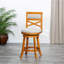 Tabouret pivotant à dossier en X de 30 po de hauteur bar, finition naturelle, siège en tissu beige-2009885489-2009885501