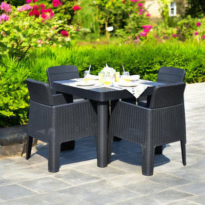 Faro Black 5 pcs Square Dining Set including seat cushions