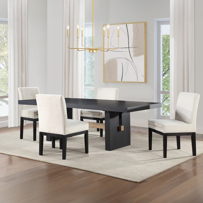 Ensemble de salle à manger Rickye, 5 pièces: table, 4 chaises, Noir, noir, noir, noir