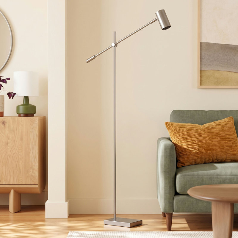Flemings 63'' LED Task Floor Lamp, Brushed Steel