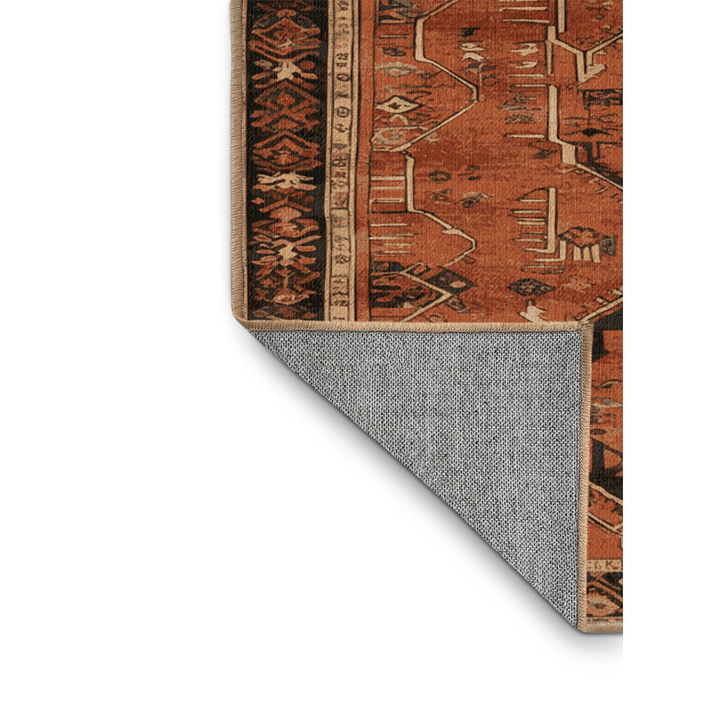 Tapis brun turc lavable à la machine, Carré 5 pi