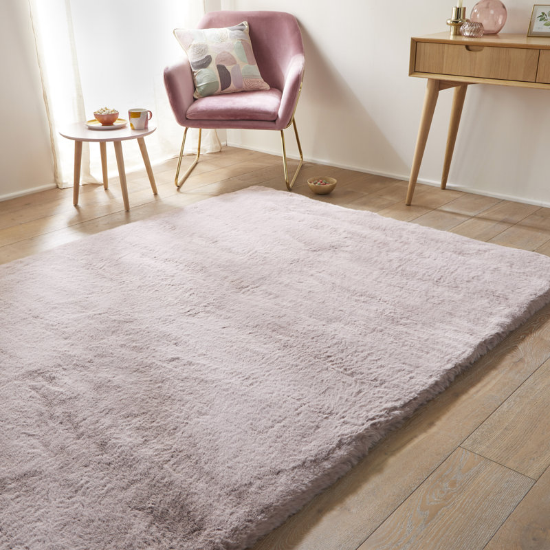 HEAVENLY Solid Colour Machine Made Area Rug, Rectangle 76 x 130 cm, Blush