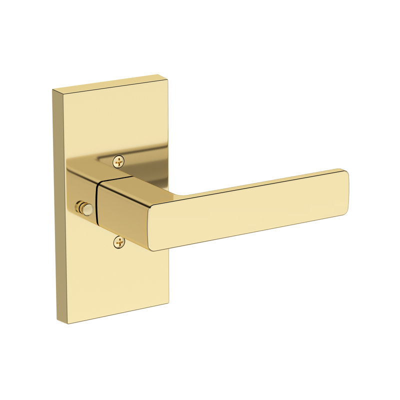 Sharpe Privacy Lever with Contemporary 5in Rose in Lifetime (PVD) Polished Nickel, Unlacquered Brass