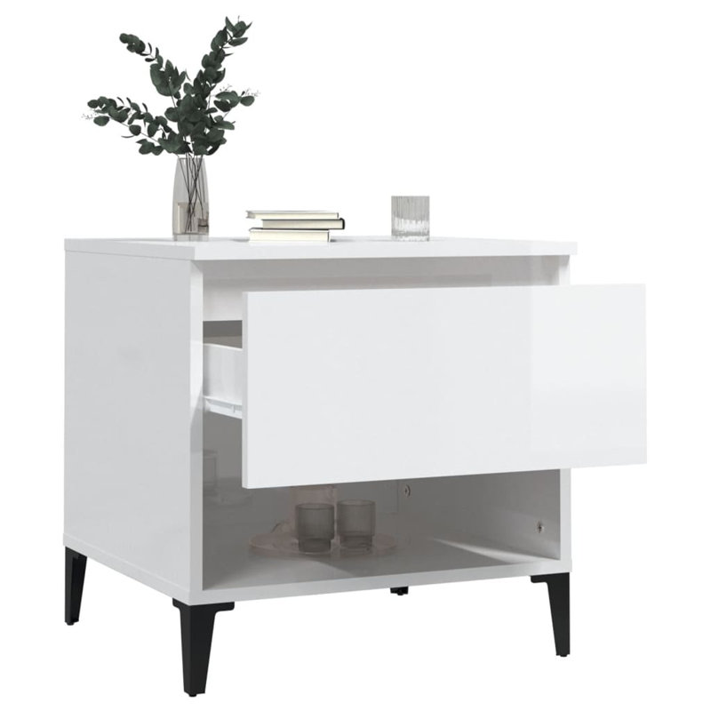 Leegan Side Table Set, High Gloss White