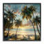 Coucher de soleil sur une plage tropicale à travers des palmiers, estampe numérique, design par LSR Creative Studio-114338546-114338547