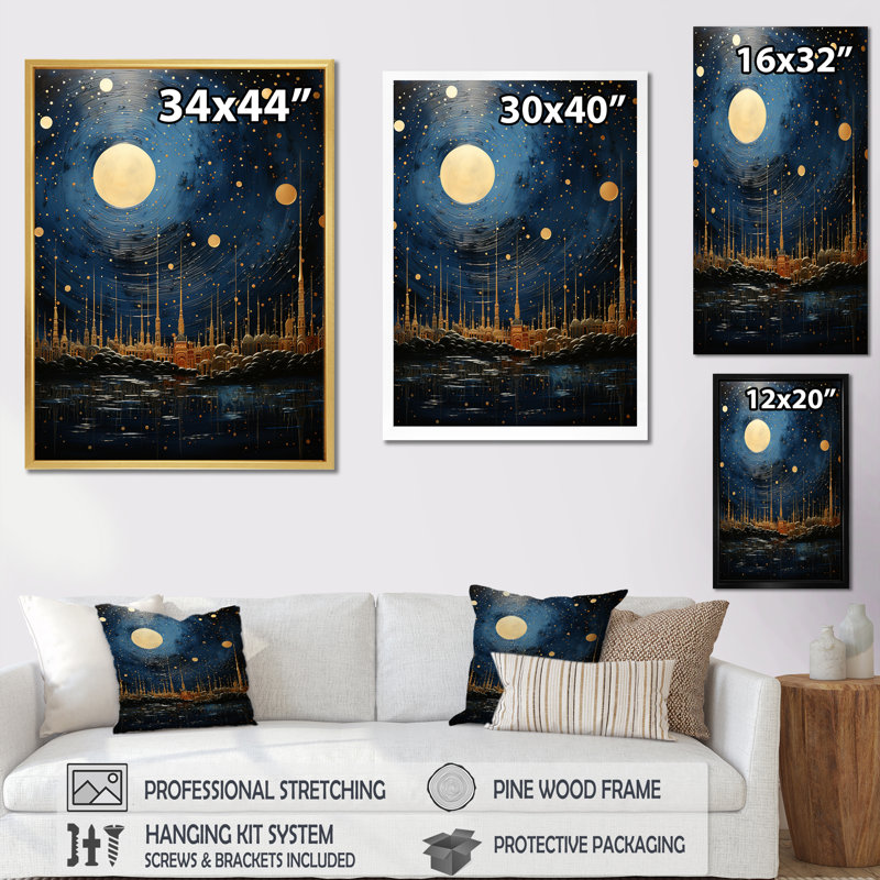 Impression sur toile abstraite Flemington_106459, H 44 po x l 34 po x P 1,5 po, Toile avec cadre flottant or