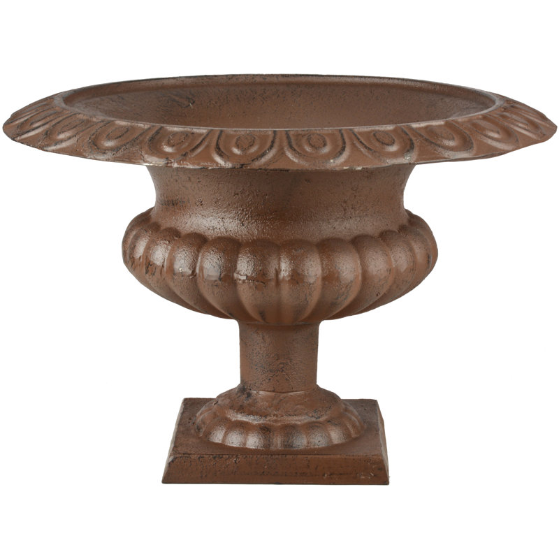Cora Metal Urn Planter, Brown, 30.3cm H x 45.2cm W x 45.2cm D