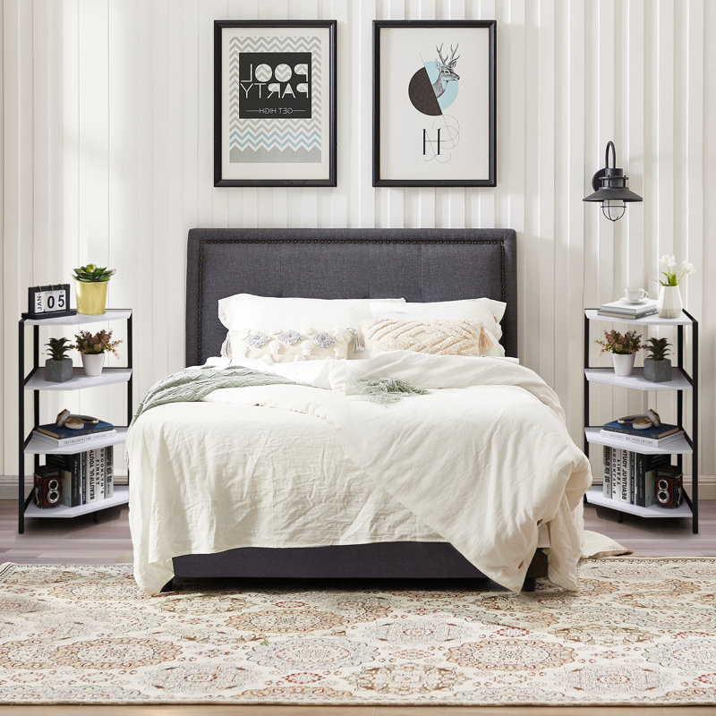 Armoire de coin Kempst, Plateau blanc / base noire
