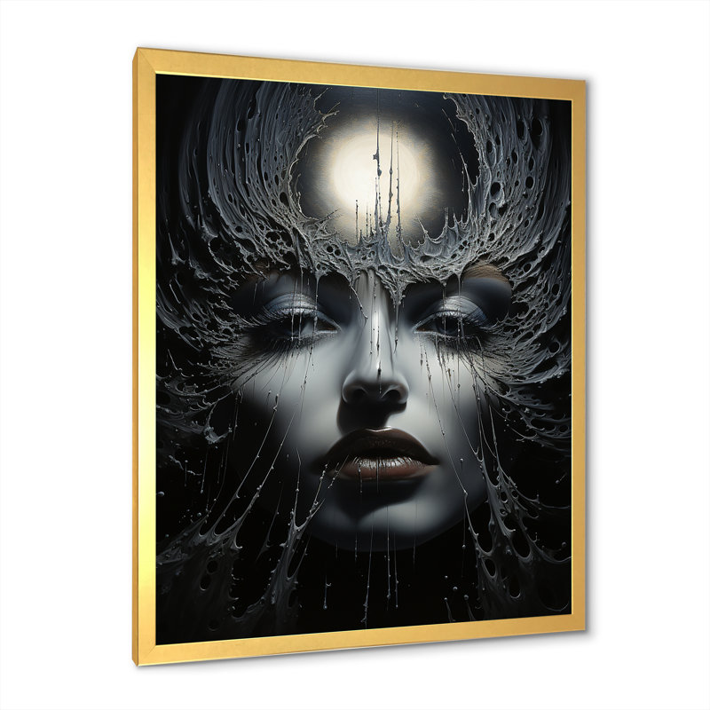 Surréalisme, Eclipse éternelle, portrait sur toile, H 20 po x l 12 po x P 1 po, Encadrement doré