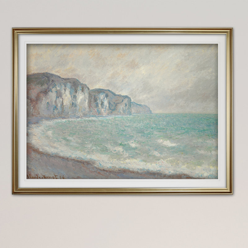 «Cliff at Pourville» par Claude Monet, reproduction, H 20 po x l 24 po x P 1,5 po, Cadre noir