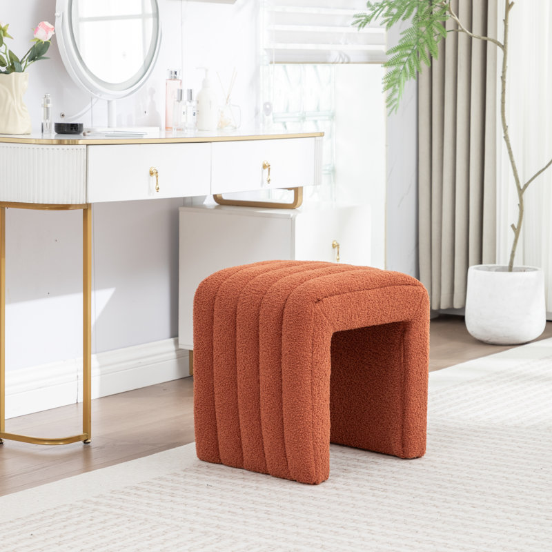 Tufted Upholstered Standard Ottoman, Orange