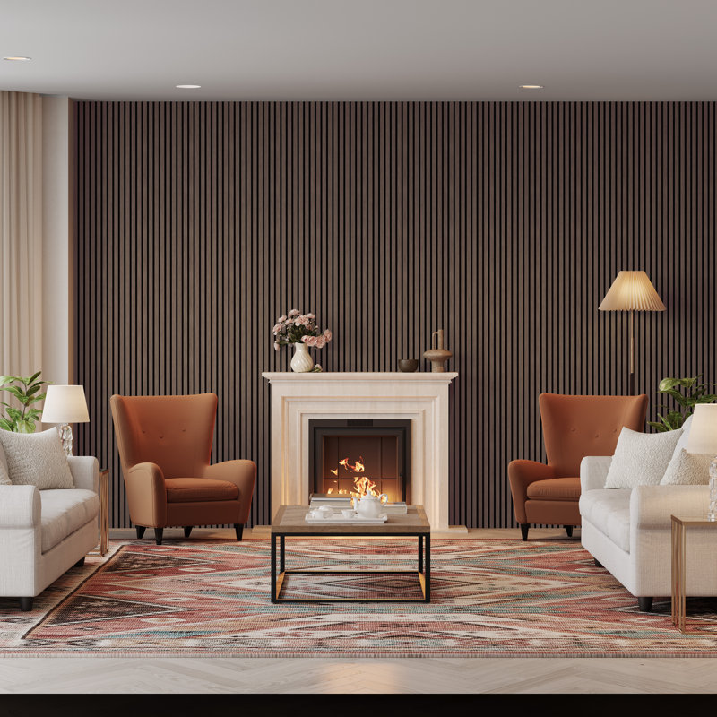 Ensemble de 6 panneaux muraux à lattes 3D pour mur intérieur noyer (6 pièces / 31,20 pieds carrés), Moka