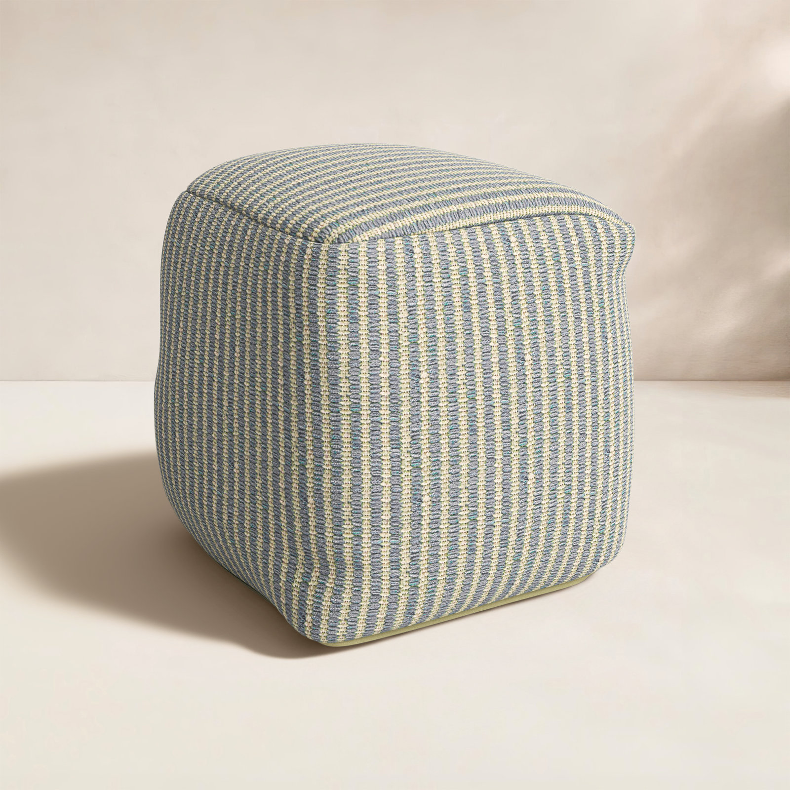 Borislava Outdoor Ottoman with Cushion, Icy Blue