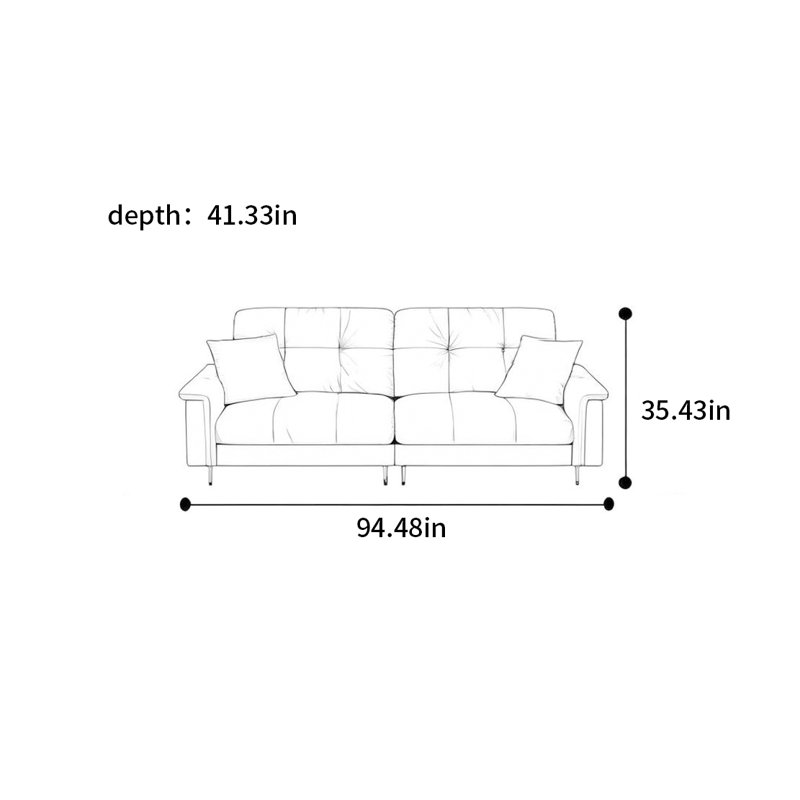 Canapé simple rétro à ligne droite nébuleuse moderne, 3, H 35,43 po x l 94,48 po x P 41,33 po