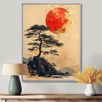Bonsai doré or japonais, coucher de soleil II - Japon, art mural salon