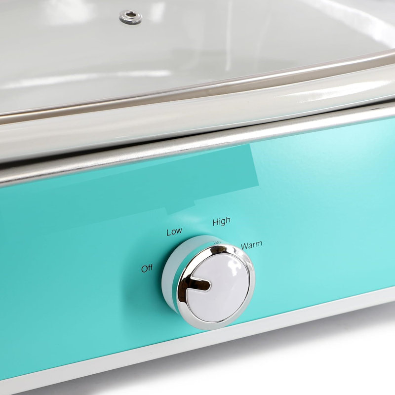 3.5 Quart Slow Cooker With Locking Lid, Oven-safe Crock & 3 Heat Settings, Turquoise
