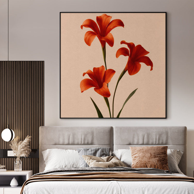 Très grande reproduction d'art sur toile - Fleur, art floral moderne, décoration pour le salon ou la chambre à coucher - «Assemblage requis du cadre (cadre non fini)»