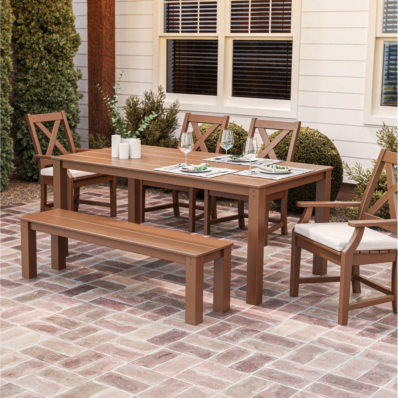 TREX Outdoors Parsons Outdoor Bench, Teak, 17" H x 60" W
