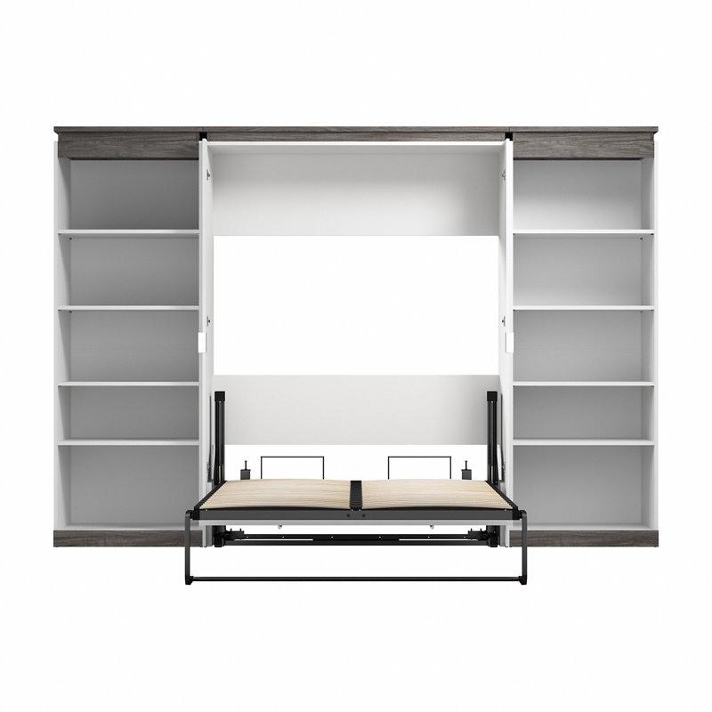 Lit escamotable avec tablettes Armiead, Blanc