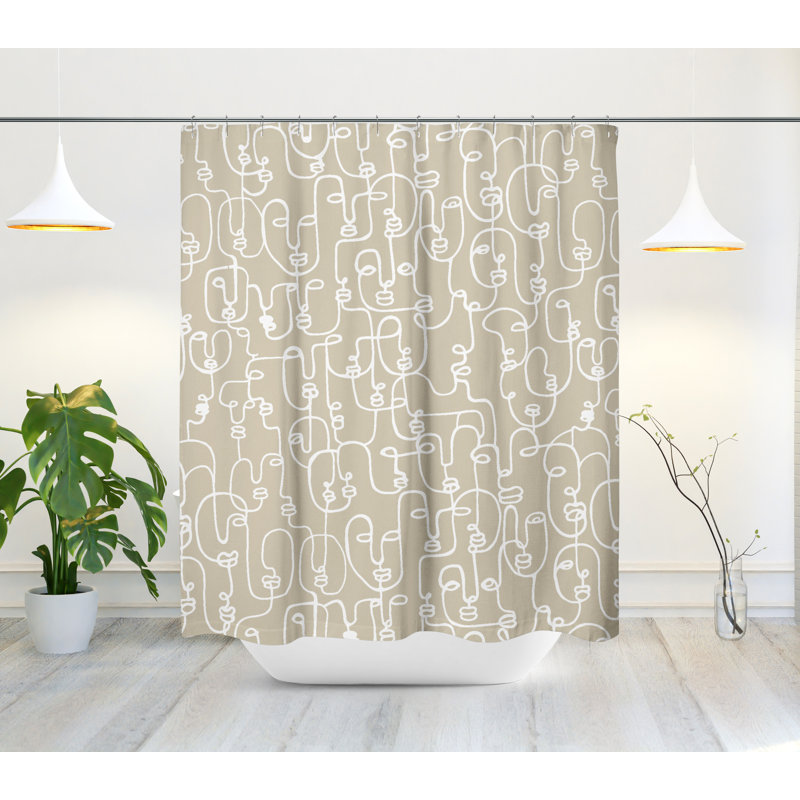 Rideau de douche Evie, Beige / Blanc