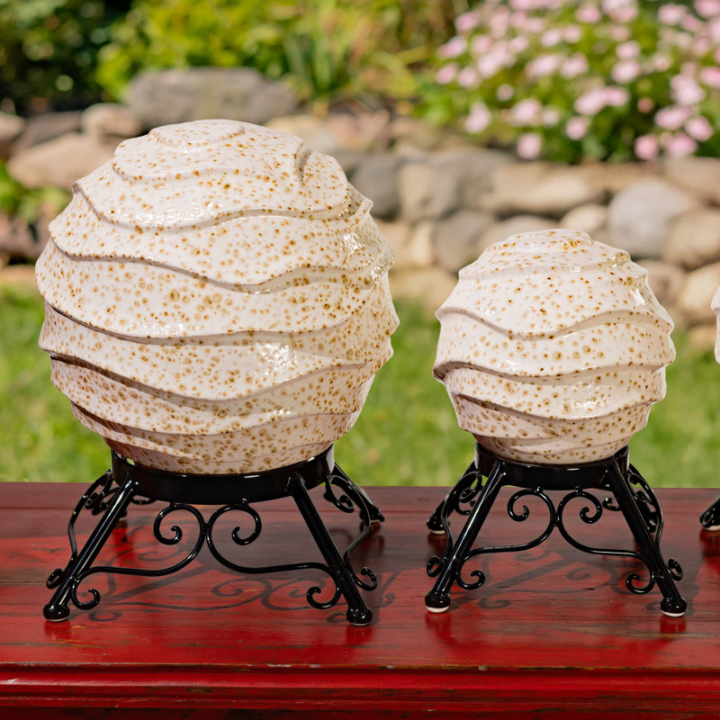Assorted Ceramic Globe Tabletop Accents "Florence" (Set of 3), Ivory