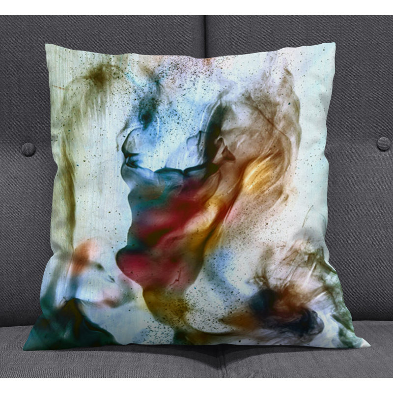 Throw Pillow With Insert, Blue/Red Abstract 2, 18"H x 18"W