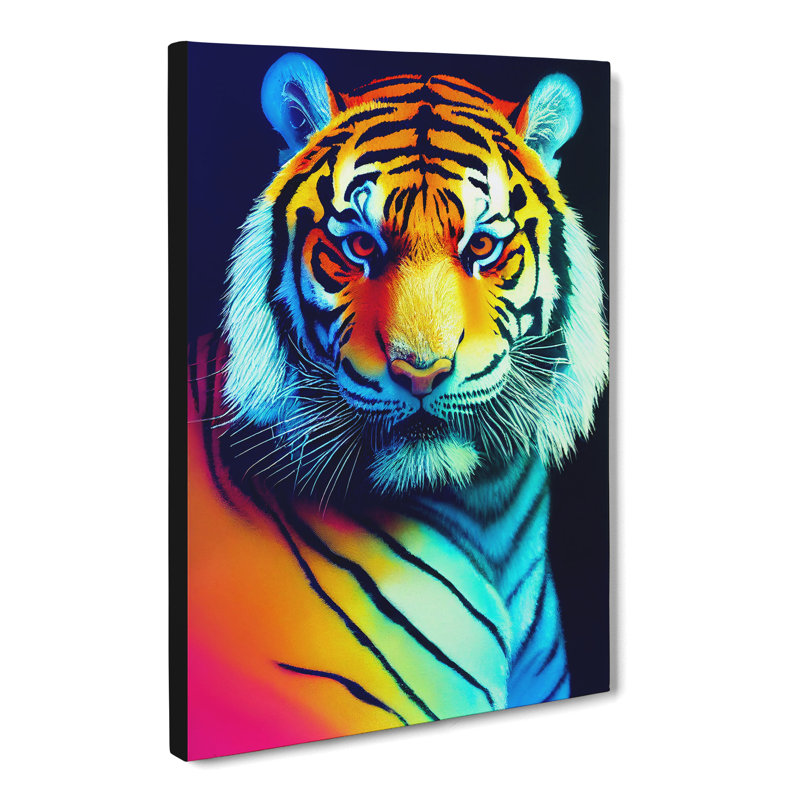 Tiger Vaporwave - Wrapped Canvas, 50cm H x 35cm W x 3cm D