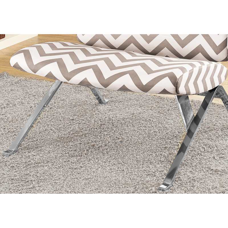 Élégante chaise longue en tissu taupe de 29,93 po de profondeur, assise métallique moderne