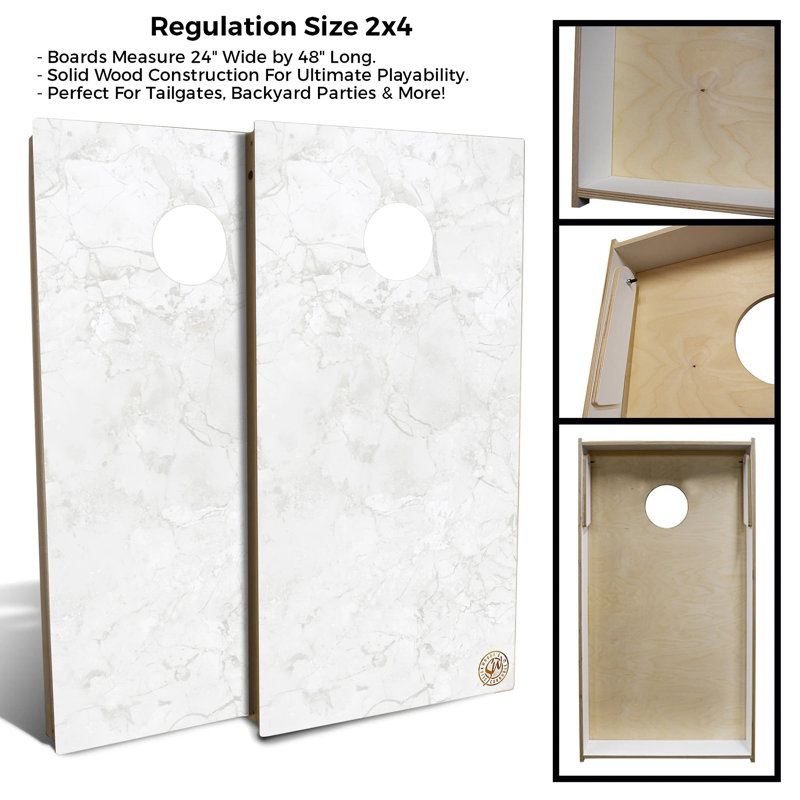 Ensemble de planches de cornhole en marbre blanc 2 pi x 4 pi avec lumières à trous