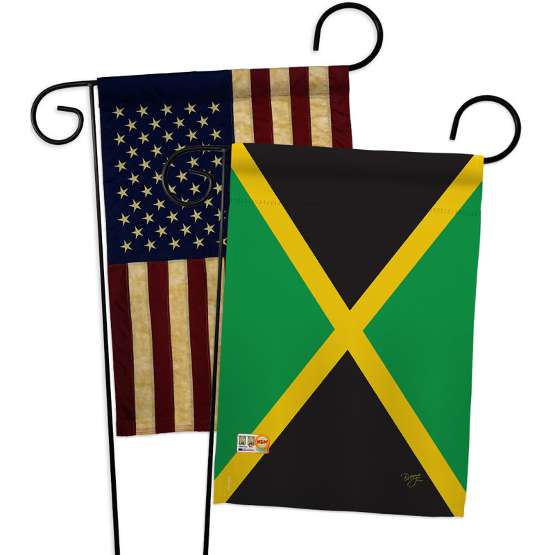 Ensemble de drapeaux décoratifs en polyester 2 faces 19 x 13 po 2 pièces jamaica impressions