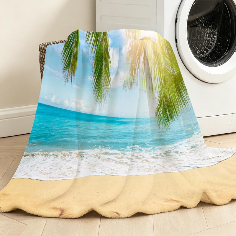 Jeté en molleton transparent ultra doux, imprimé Palm Sunny Beach, Jeté 40 po x 50 po
