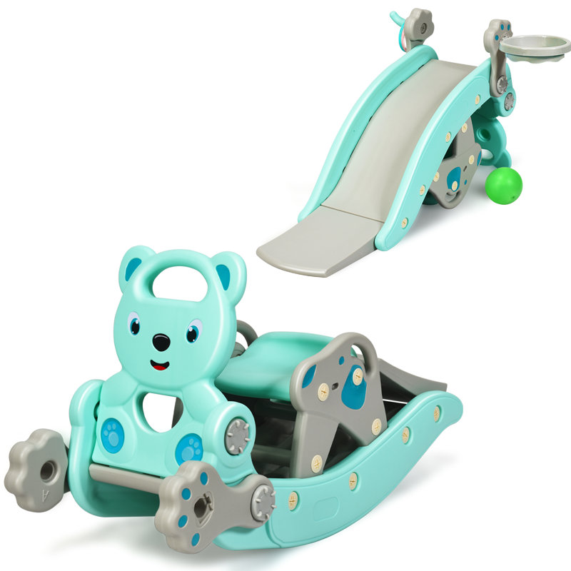 Toler 4 In 1 Children Rocker, Turquoise/Grey