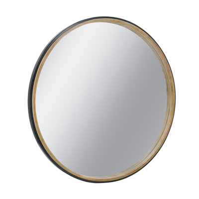 Miroir décoratif 31,3 "deux tons noir mat et bois naturel