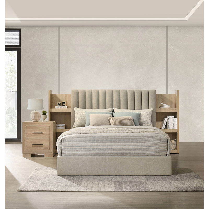 Light Oak Bookcase Storage Bed