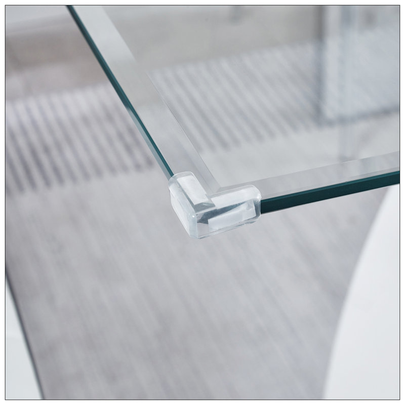 Rectangular Glass Top Dining Table, Modern Design Rectangular Room Table For Home (Black Or White)