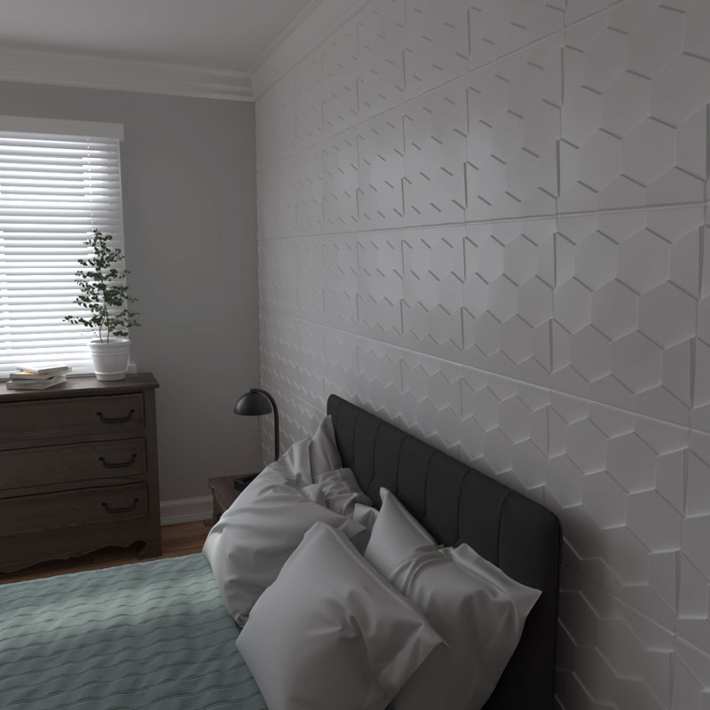 White Textured 3D PVC Wall Panels Set of 20