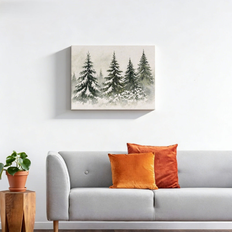 Scène d'hiver neige pin, cadre mural en bois encastré, 16 L x 20 l