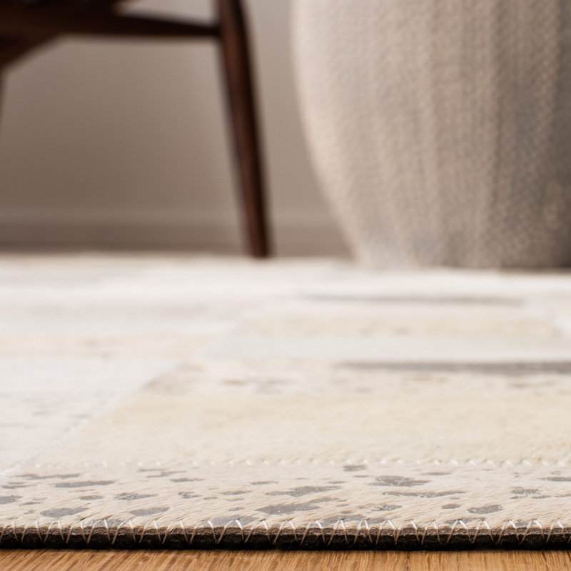 Tapis géométrique en cuir tissé à la main Bremner Studio, Tapis de couloir 2 pi 3 po x 7 pi