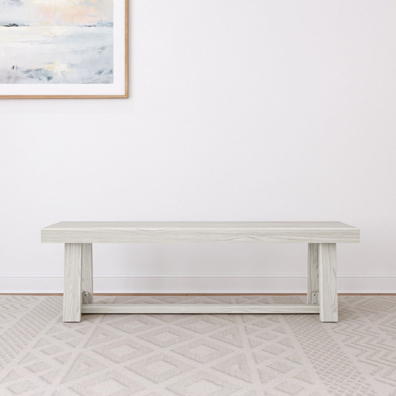 Linzy Classic Wood Bench, Coastal White