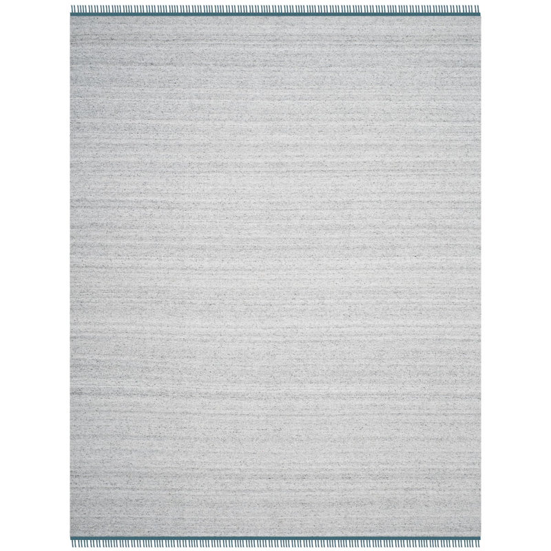 Grice Hand Woven Viscose/Cotton Solid Color Rug in Gray/Blue, Rectangle 8' x 10'