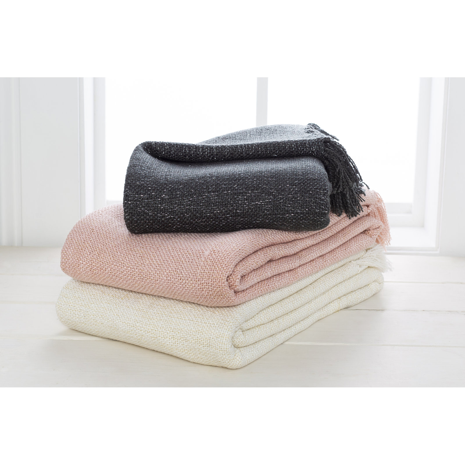 Dennie Plastic / Acrylic Throw Blanket, Pale Pink