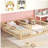 Double Twin Floor Bed with Fence, Guardrails, without door, Natural-259200186