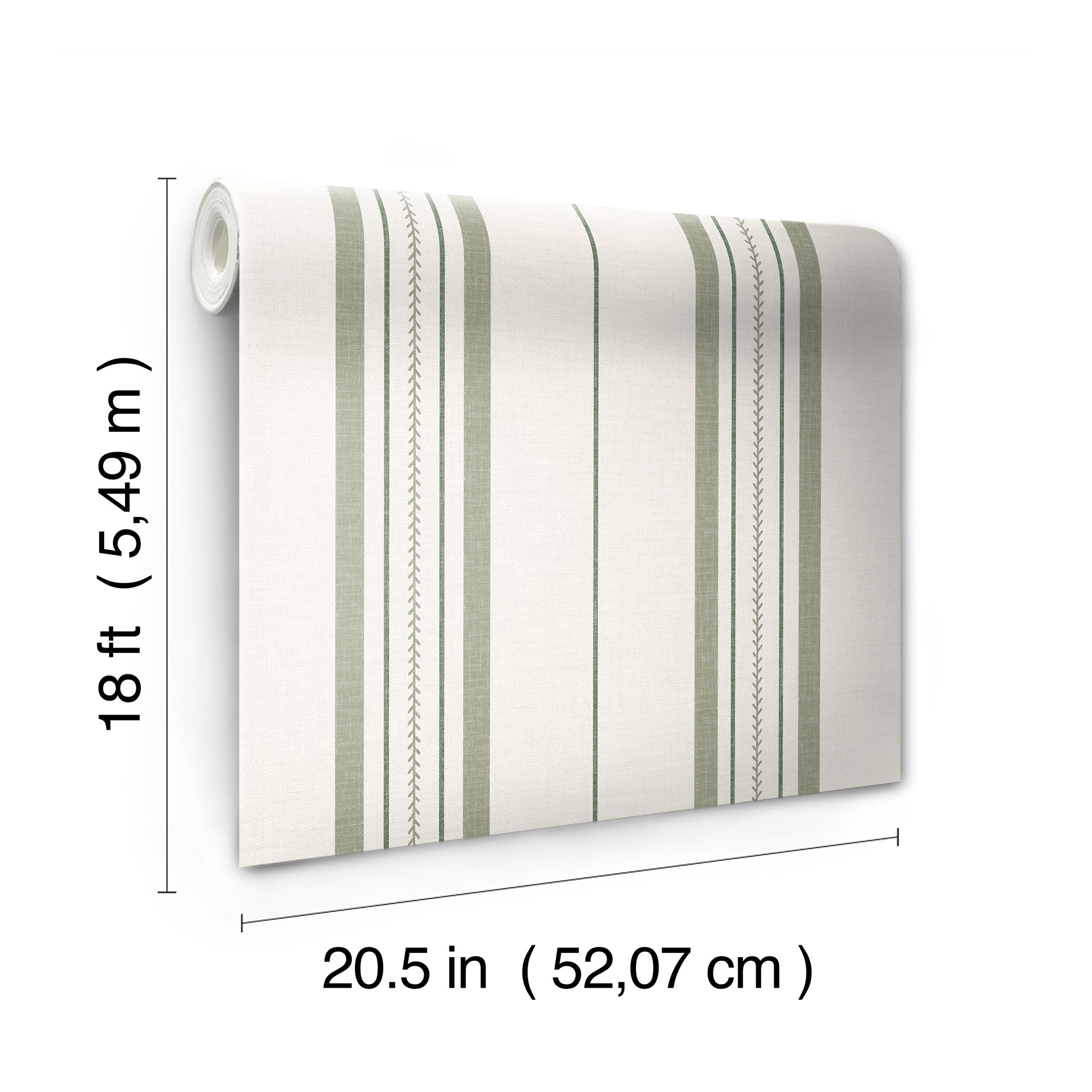 Townhouse Stripe Ivy Peel and Stick Wallpaper, Green